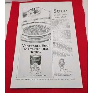 1928 Campbell's "Vegetable Soup for Tastes That Know" Ephemera Vintage Print Ad